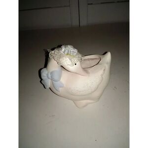 Vintage Duck With Blue Bow Planter Country Duck Planter
